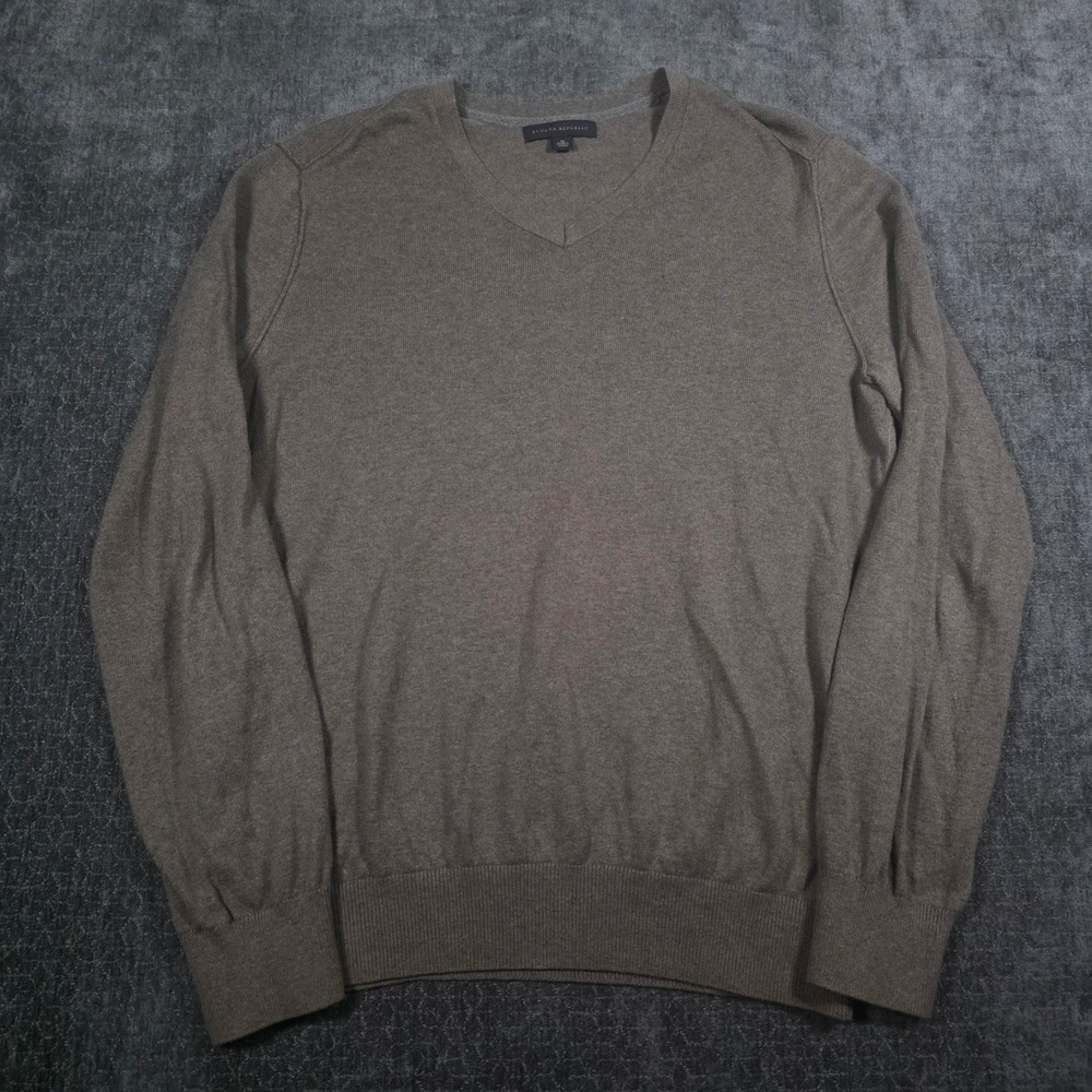 Banana Republic Mens V-Neck Sweater Brown Cotton Cashmere Blend Size M